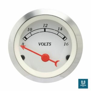 Volt Gauge 52MM White Face 8-16V Chrome Surround