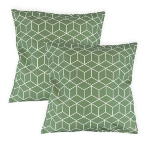 Outdoor Garden Scatter Cushions Pair Water Resistant Polyester Cube Design