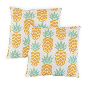 Outdoor Garden Scatter Cushions Pair Water Resistant Polyester Pineapple Design