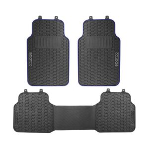 Sparco Rubber Mat Set - Black / Blue Edge
