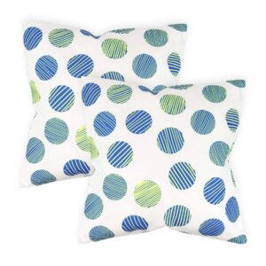 Outdoor Garden Scatter Cushions Pair Water Resistant Polyester Polka Dot Design